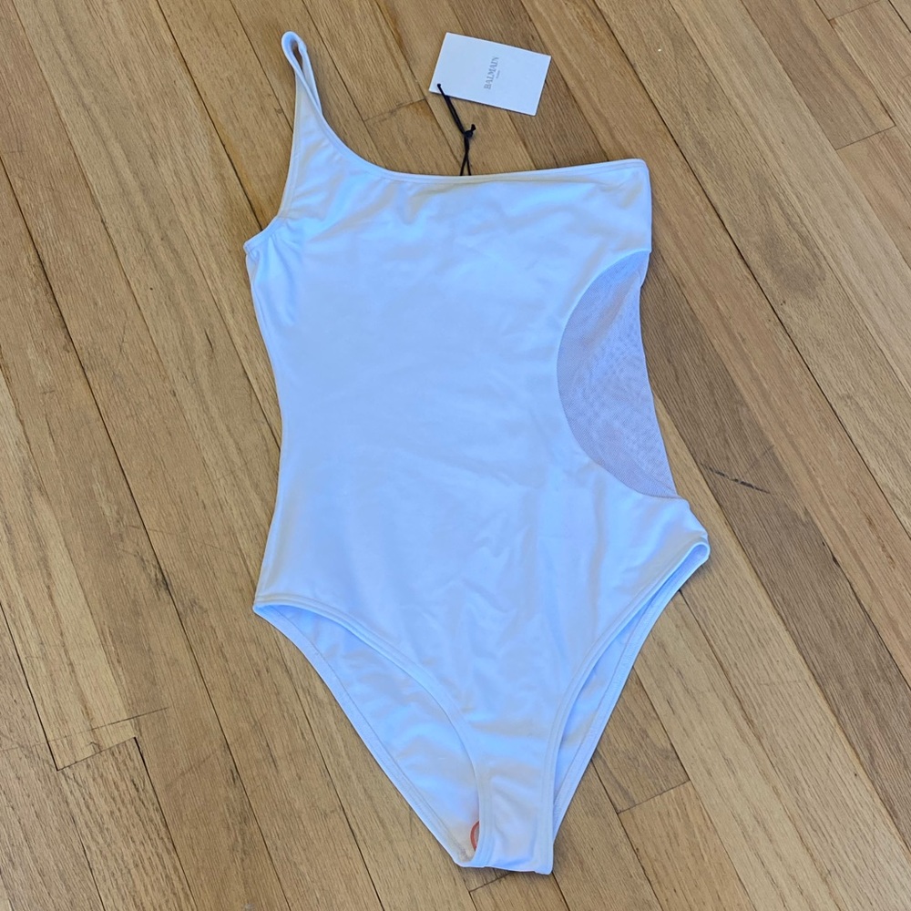 BALMAIN***Simple & Elegant White One-Shoulder Swimsuit***US 4 $385 NWT